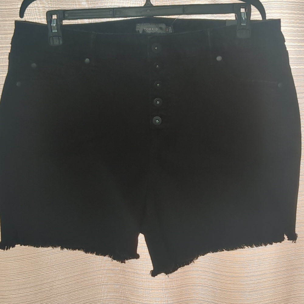 torrid Black High-Rise Button-Front Jean Shorts
